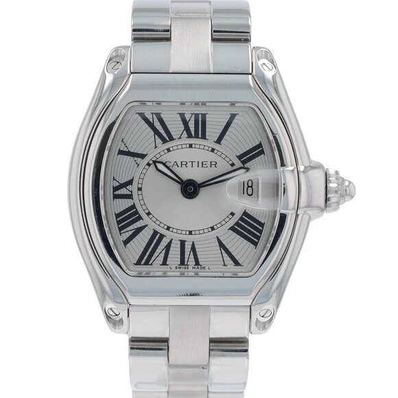 Cartier Roadster Quartz Stainless 31mm Silver Sunburst Guilloché Watch 2675 main image 8